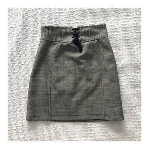 Topshop Corset Lace Up Skirt in Checked Print